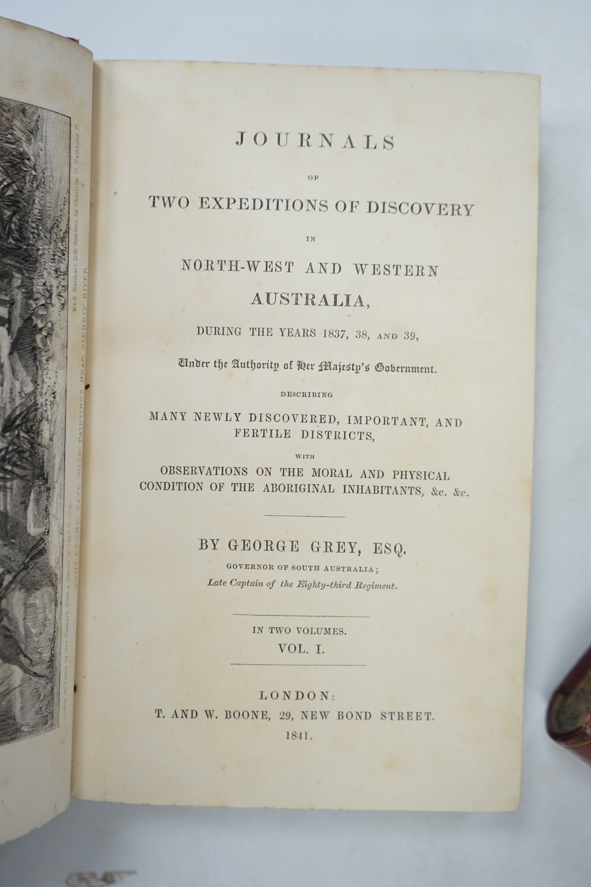 Grey, George - Journals of Two Expeditions of Discovery in North-West and Western Australia during the years 1837, 38 and 39, 1st edition, 2 vols, 8vo.